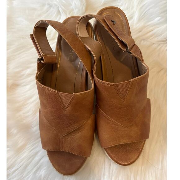 Vionic Zamar Tan Leather Espadrille Wedge Size 10 - Picture 5 of 7